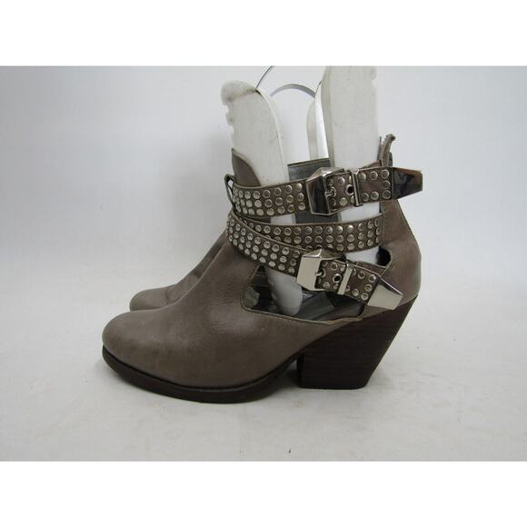 Vintage By Jeffrey Campbell Womens Size 7.5 Gray Leather Studded Ankle Boots - Picture 1 of 11